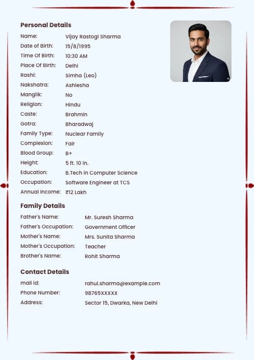 Muslim biodata format for boy