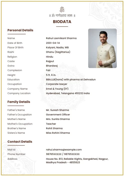 Gujarati biodata format for boy