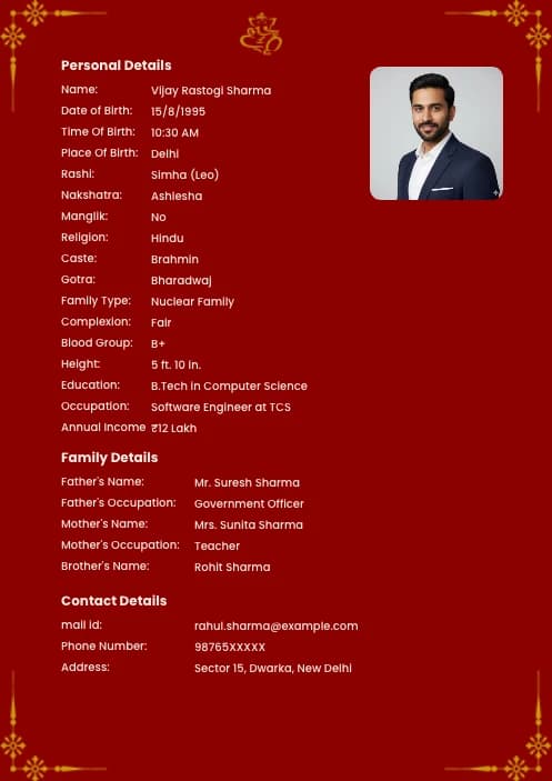 marriage biodata PDF for boy free download