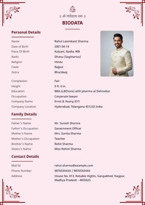 biodata blank format for boy marriage