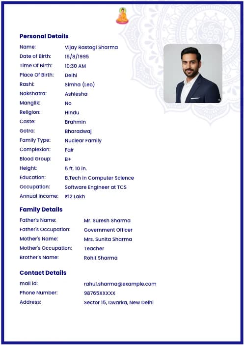 Buddhist Marriage Biodata Format (PDF, Word, Images) – Free Templates Template 1