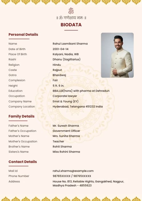 simple biodata format for boy PDF