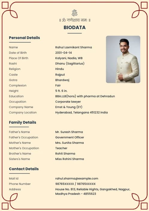 biodata image for boy marriage free