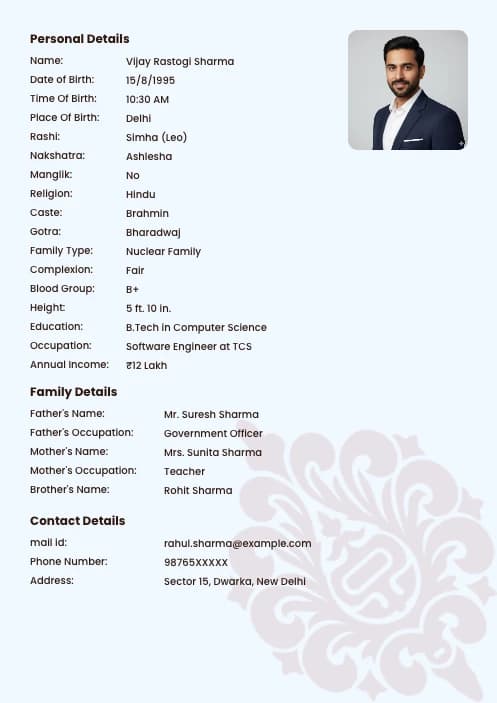 biodata photo format for boy