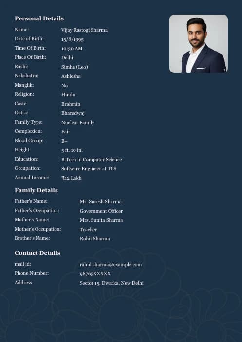 boy biodata images for marriage