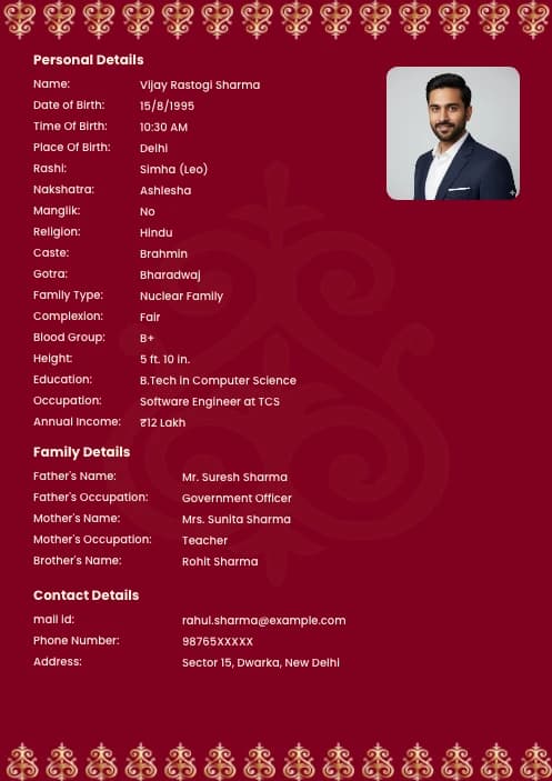 biodata format for marriage boy word