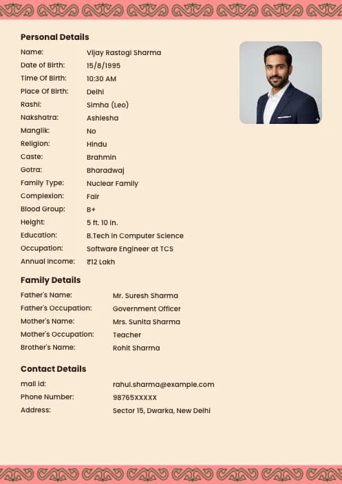 biodata design for boy marriage