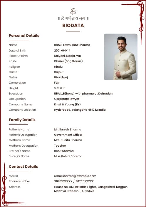 Marathi biodata format for boy