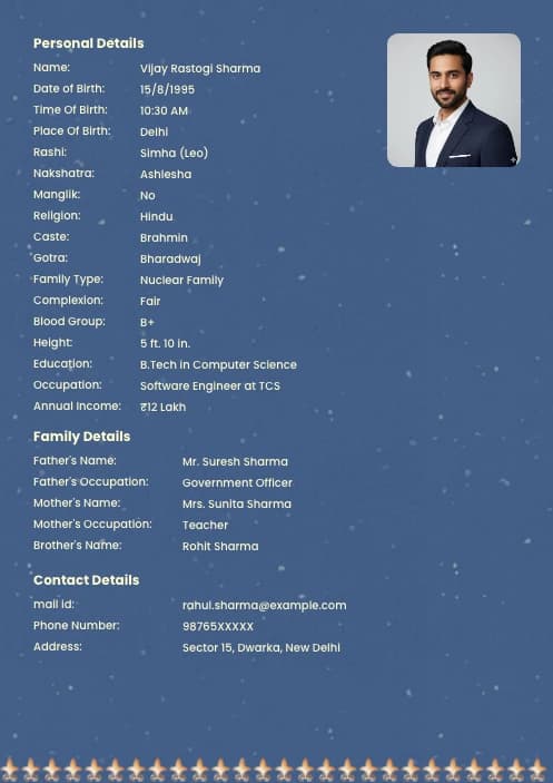 boy bio data format marriage sample