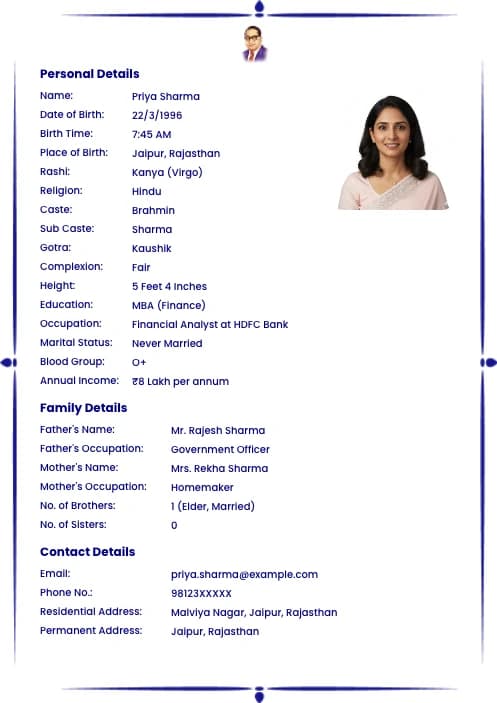 Buddhist Marriage Biodata Format (PDF, Word, Images) – Free Templates Template 2