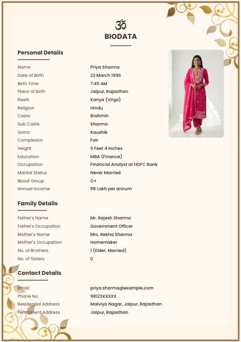 biodata design template for girl