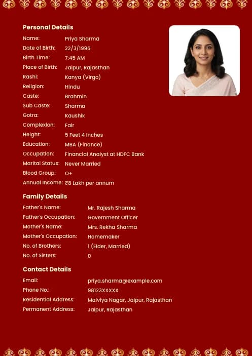 biodata word format for girl free
