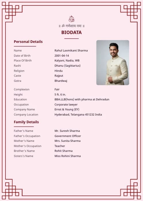 Hindu Marriage Biodata Format marriage biodata format template - simple indian marriage biodata format