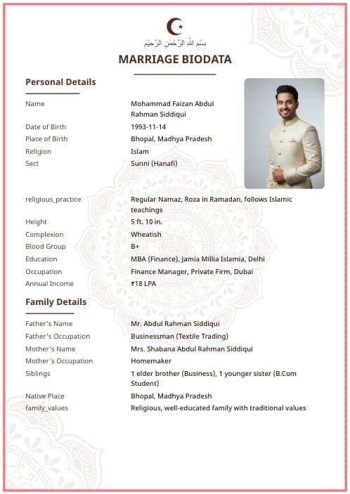 Muslim Marriage Biodata Format (PDF & Word Download) marriage biodata format template - best biodata format marriage professional