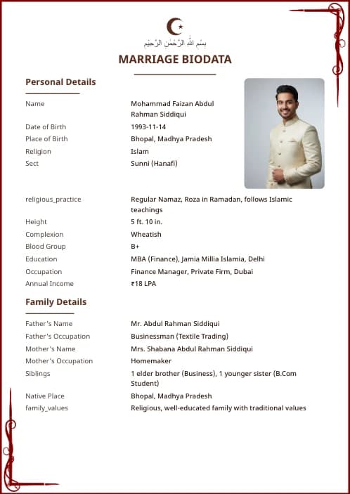 Muslim Marriage Biodata Format (PDF & Word Download) marriage biodata format template - marriage biodata maker online free template