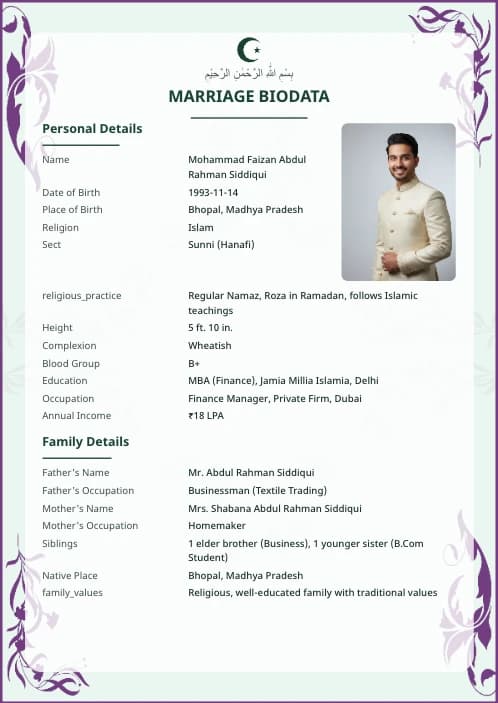 Muslim Marriage Biodata Format (PDF & Word Download) marriage biodata format template - muslim marriage biodata format boys pdf