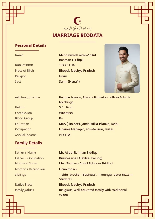 Muslim Marriage Biodata Format (PDF & Word Download) marriage biodata format template - simple indian marriage biodata format