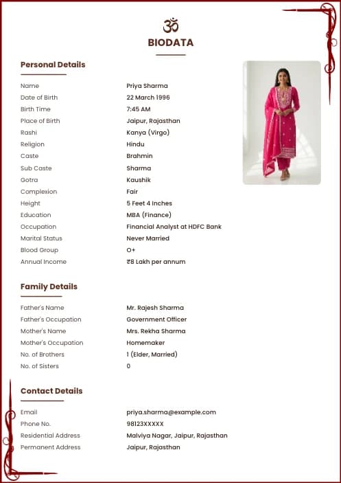 simple marriage biodata format pdf download