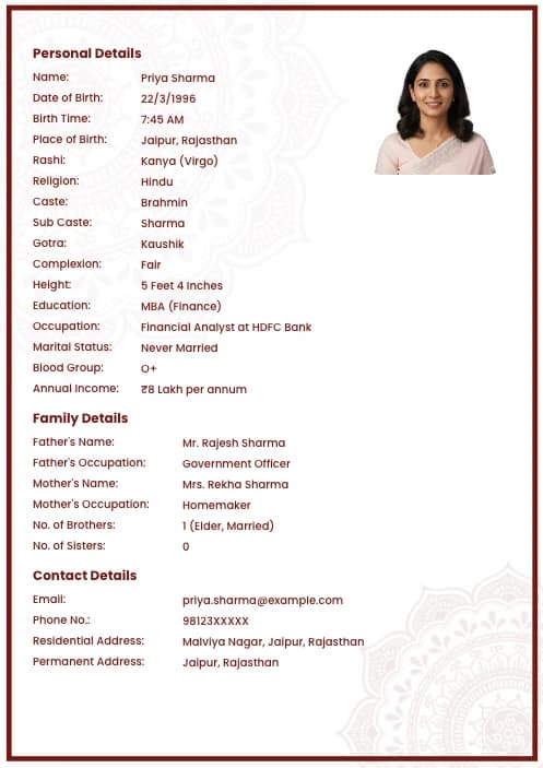 biodata maker for marriage free online template