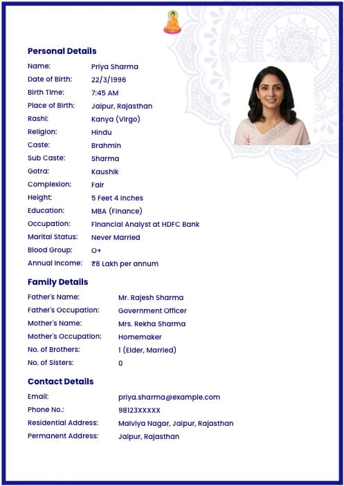 editable marriage biodata with family details