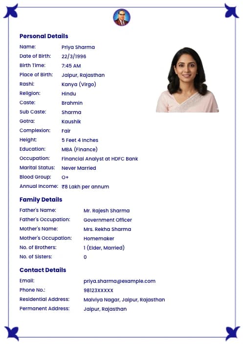 marriage biodata format pdf with kundli
